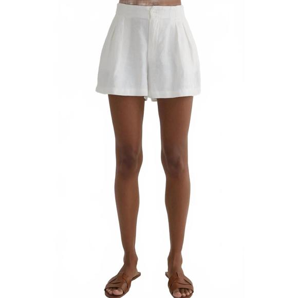 NEW BELLA DAHL double pleat linen short in white